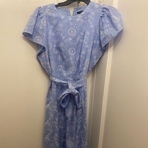 Ann Taylor Eyelet Dress with Flutter Sleeves